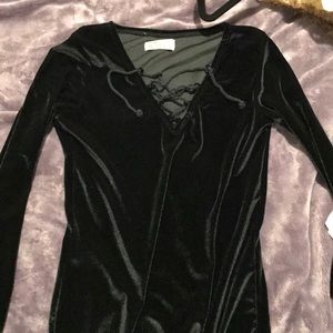 crushed velvet black body suit